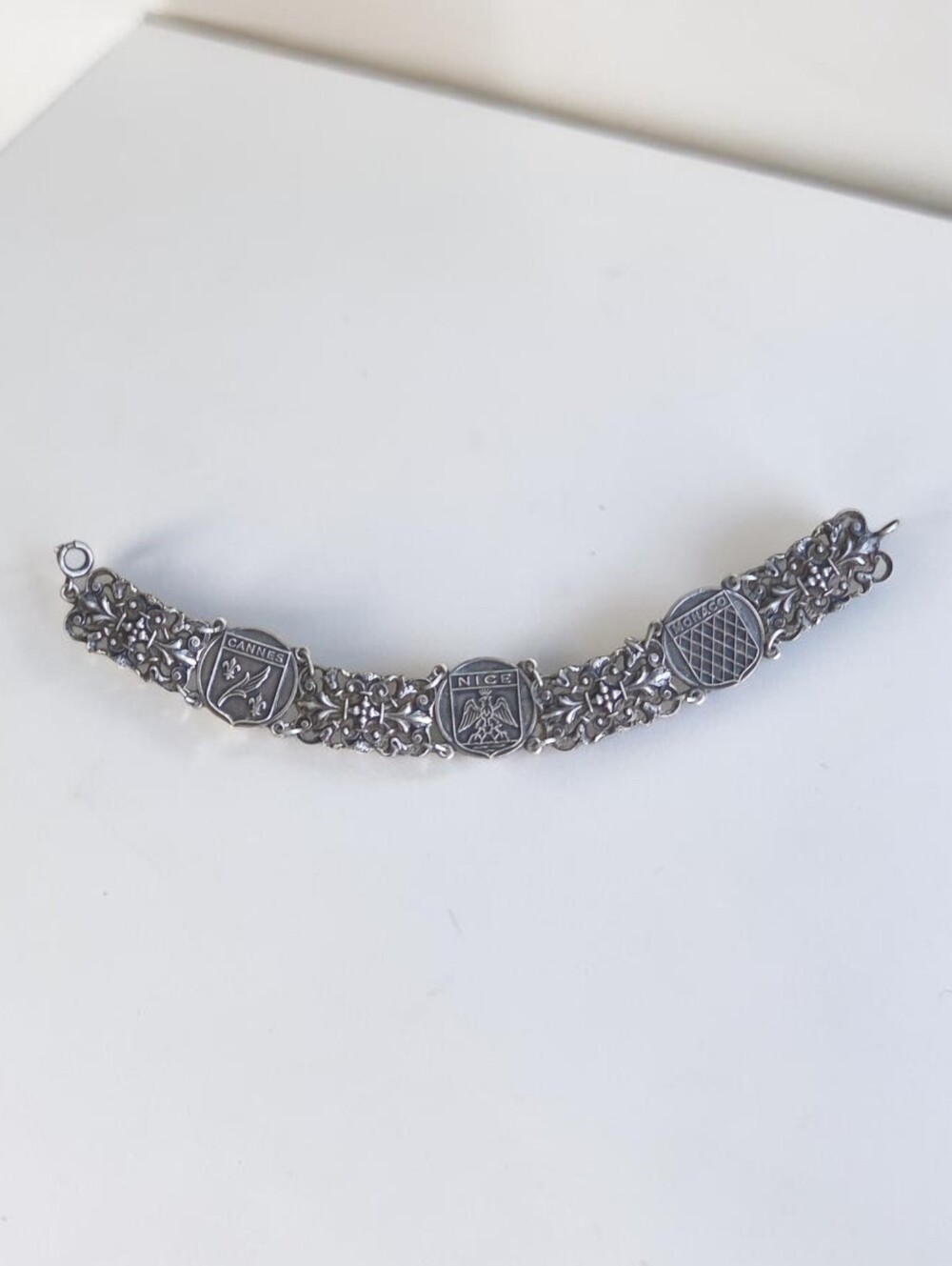 Vintage Art Deco Sterling Silver Plated France Souvenir Bracelet